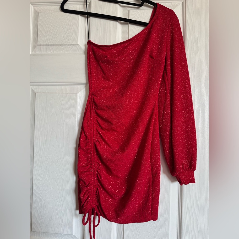 Windsor Sparkling  One Shoulder Red Dress